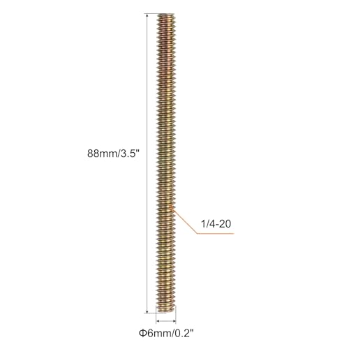 uxcell 8pcs Fully Threaded Rods 1/4x3-1/2 All Thread Studs Long Threaded Screw Carbon Steel for Furniture Garden Railing Mounting Assembly Fastening Frame Connection Colorful Zinc - size: 1/4x3-1/2"