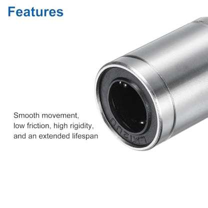 uxcell 4Pcs LM12UU Linear Bearing 12mm Bore 20mm OD 29mm Length Linear Ball Bearings Nickel Plated Surface Double Side Rubber Sealed Bearing Steel for CNC Machine 3D Printer - size: LM12UU