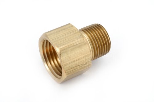 Anderson Metals 28199 Brass Extender Adapter, 1/4?Inch Female NPTF x 1/2?Inch Male NPTF, Brass Pipe Fitting Adapter for Hydraulic, Pneumatic & General Fluid Systems - size: 1/4" NPT Male x 1/2" NPT Female