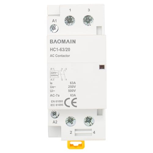 BAOMAIN 220V AC 2-Pole 63A Modular Contactor, 2NO, DIN Rail Mount