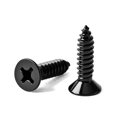 #4 x 3/8" (100 Pack) Flat Head Sheet Metal Screws Phillips Drive Self-Tapping Wood Screws, Black Oxide 304 Stainless Steel Screw (18-8), Corrosion Resistant Screws - size: #4 x 3/8"
