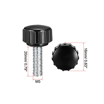 uxcell M5 x 20mm Metric Male Thread Knurled Clamping Knobs Black 4 Pcs - size: M5 x 20
