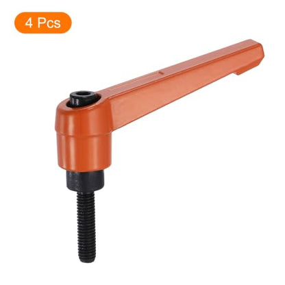 uxcell Clamping Lever Handles for Lathe, M5x20mm Male Thread Orange 4Pcs - size: M5x20mm