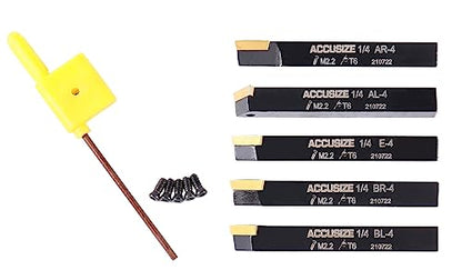 Accusize Industrial Tools 1/4'' by 2'' Oal 5 Pc Indexable Turning Tool Set with Tcmt1.8(1.5) Carbide Inserts, 2380-5022 - size: 1/4 in