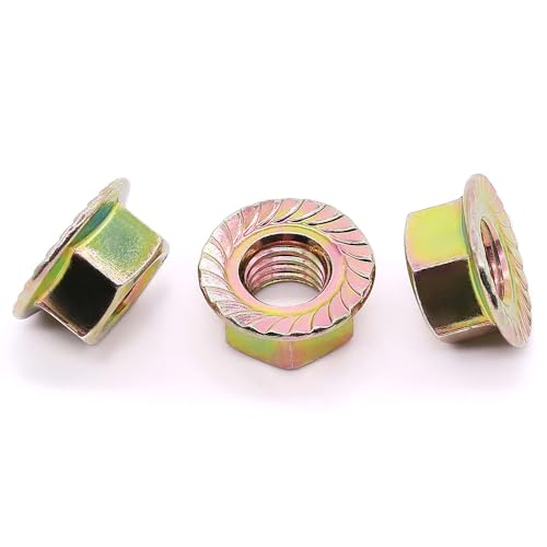 1/4"-20 UNC Serrated Flange Hex Locknuts Lock Nuts, Zinc Plated Carbon Steel, 50 PCS