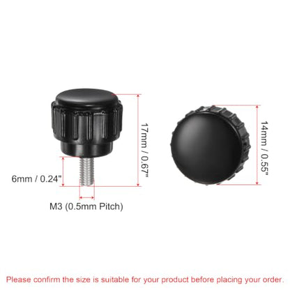 uxcell 12pcs Knurled Clamping Knobs M3 x 6mm Metric 304 Stainless Steel Male Thread Thumb Screw on Type 14mm Plastic Round Head Threaded Hand Bolt Stud Knobs Black - size: M3 x 6mm x 14mm