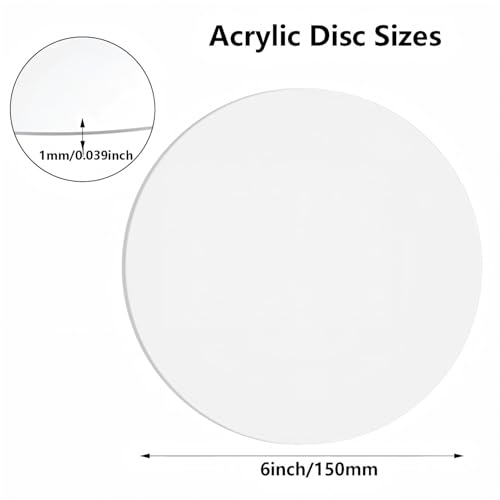12Pcs Acrylic Sheet Blanks Round Clear Acrylic Christmas Disc Circle - size: 6 Inch