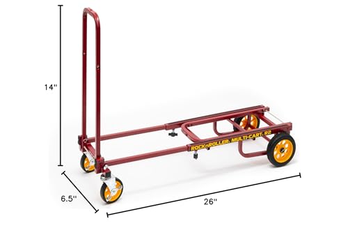Rock-N-Roller R2RT-RD (Micro) 8-in-1 Folding Multi-Cart/Hand Truck/Dolly/Platform Cart/26" to 39" Telescoping Frame/350 lbs. Load Capacity, Red - style: Red