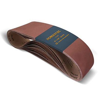 POWERTEC 6 x 48 Inch Sanding Belts, 10PK, 80 Grit Aluminum Oxide Belt Sander Sanding Belt for Bench Belt Sander, Wood & Paint Sanding, Metal Polishing (110530V) - size: 80 Grit, 10pk