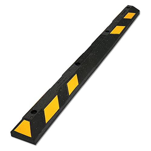 SmartSign Rubber Parking Curb - Heavy Duty Parking Stop with Yellow Reflective Stripe Chevrons, 72" Long (6ft), Wheel Stop for Parking Lot/Garage/Cars/Trucks, Pre-Drilled Holes, Pack of 1, USA-Made - color: 1. Black/Yellow Pack of 1