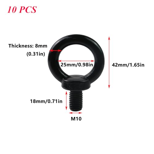 Antrader 10Pcs M10 Stainless Steel Shoulder Lifting Eye Bolts for Machinery - size: M10,10pcs
