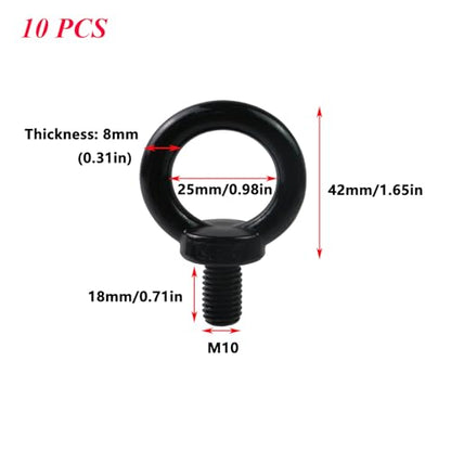 Antrader 10Pcs M10 Stainless Steel Shoulder Lifting Eye Bolts for Machinery - size: M10,10pcs