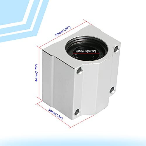 SCS16UU Linear Ball Bearing Aluminum Slide Block, ID 16mm Linear Motion Ball Bearings CNC Slide Bushing, 4 Rows of Steel Balls, Great for CNC, 3D Printer, Linear Rail Guide 4 PCS - size: SCS16UU