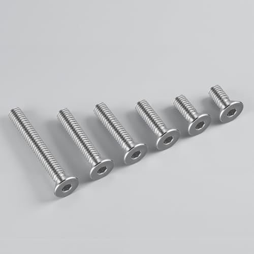 1/4-20 Bolt, 1/4-20 x 3/8 Inch Flat Socket Head Screws 50Pcs, 304 Stainless Steel 18-8 Countersunk Bolts, Full Thread, with Hex Spanner - size: 1/4x3/8