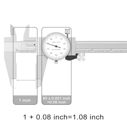 HDLNKAK Dial Caliper Shockproof with Watch 0-6" Range - color: White