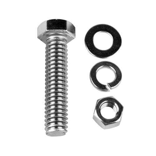 4Sets 1/2-13 x 1-1/4" Hex Head Bolts Screws with Hex Nuts and Thick Flat & Lock Washers, 304 Stainless Steel, UNC Coarse Thread, Silver Finish - color: Silver, size: 1/2-13 x 1-1/4" (4Set)