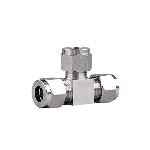 Beduan Pneumatic Stainless Steel 1/2" Compression Fittings Tee Let-Lok Adapter Tube Connector - size: 0.5 Inch