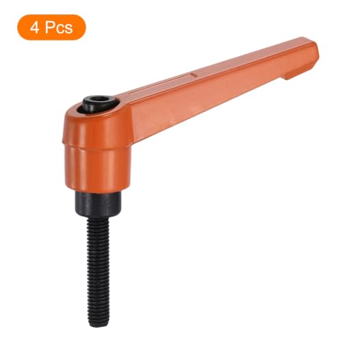 uxcell Clamping Lever Handles for Lathe, M5x25mm Male Thread Orange 4Pcs - size: M5x25mm