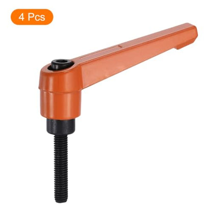 uxcell Clamping Lever Handles for Lathe, M5x25mm Male Thread Orange 4Pcs - size: M5x25mm