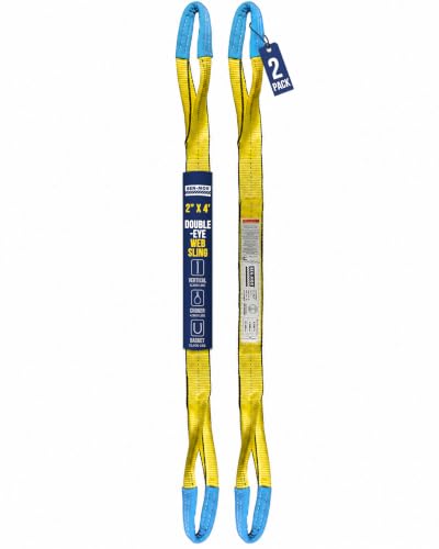 2 Pack, Eye & Eye Lifting Sling, 2”x4’, Ben-Mor - size: 2 in x 4 ft