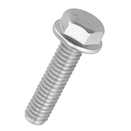 3/8-16 x 1-1/2" Flange Hex Bolts, 304 Stainless Steel 18-8, A2-70 Grade, Non-Serrated Flange Bolts for Automotive Repair, Fully Threaded, 10 Pcs - size: 3/8-16 x 1-1/2
