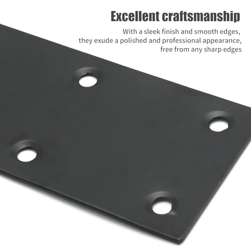 4Pcs Flat Straight Brace Brackets Plate, 48x100x2 MM Stainless Steel Repair Bracket Plate 6 Hole, 1.89" x 3.9" Support Fixed Connection Plate for Furniture Wood Shelves (Black) - size: 1.89" x 3.9"
