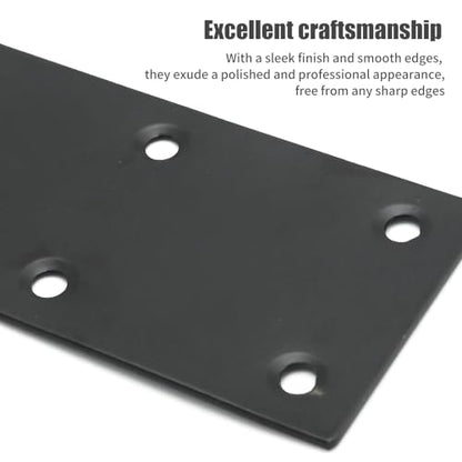 4Pcs Flat Straight Brace Brackets Plate, 48x100x2 MM Stainless Steel Repair Bracket Plate 6 Hole, 1.89" x 3.9" Support Fixed Connection Plate for Furniture Wood Shelves (Black) - size: 1.89" x 3.9"