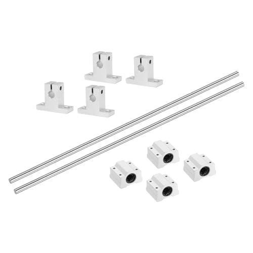 uxcell 2 Pcs 8mm x 450mm Linear Motion Rail Shaft Slide Guide with 4 Pcs SCS8UU Bearings and 4 Pcs SK8 Rail Support Linear Motion Rod Shaft Guide Set for CNC Machine 3D Printer, Silver - size: 450mm