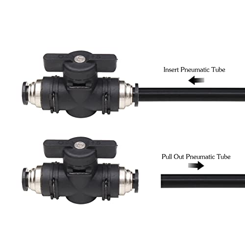 CEKER 10mm Push Connect Valve Ball Valve 10mm Air Flow Control Valve Quick Connect Valve Tube Fittings Straight Union Pneumatic air compressor valve 3Pack - size: 10MM