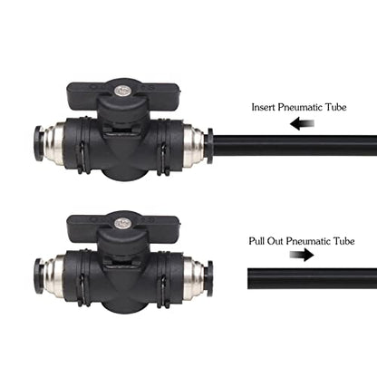 CEKER 10mm Push Connect Valve Ball Valve 10mm Air Flow Control Valve Quick Connect Valve Tube Fittings Straight Union Pneumatic air compressor valve 3Pack - size: 10MM