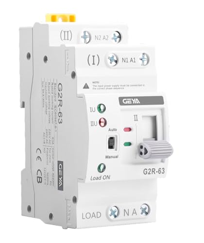 GEYA 2P 63A AC220V Automatic Transfer Switch,ATS Dual Power Auto Transfer Switch,Uninterruptible Millisecond-Level ATS,DIN Rail Mounting（G2R 2P 63A AC220V） - color: 2P-63A-AC220V