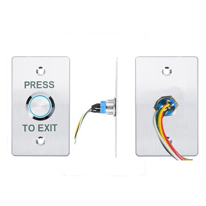 Push to Exit Button，12V DC Push to Exit Switch with LED Light, IP67 Waterproof,NC/NO/COM Outputs, Surface Mount Request-to-Exit Device for Access Control Systems (86X50-B) - color: 86X50-B