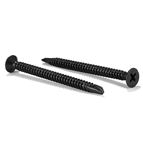 #10 x 2-3/8" Sheet Metal Screws 100Pcs 410 Stainless Steel Flat Head Fast Self Tapping Screws Black Oxide by SG TZH - size: #10 x 2-3/8"