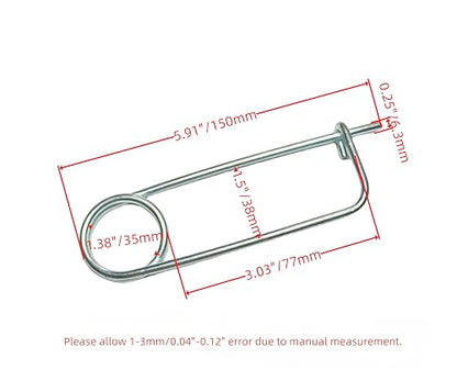 Steel Brooch Shape Cotter Safety Pin Spring Pin, Quick Lock Brooch Locking Fastener for Farm Lawn Garden Hook (0.25x3.03 in/6.3x77mm(2Pcs)) - size: 0.25 x 3.03 in (2 Pcs)