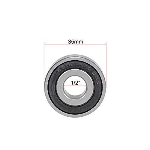 uxcell 6202-1/2-2RS Deep Groove Ball Bearings 1/2-inch Inner Dia 35mm OD 11mm Bore Double Sealed Chrome Steel Z2 2pcs - size: 1/2"x35mmx11mm