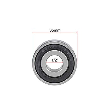 uxcell 6202-1/2-2RS Deep Groove Ball Bearings 1/2-inch Inner Dia 35mm OD 11mm Bore Double Sealed Chrome Steel Z2 2pcs - size: 1/2"x35mmx11mm