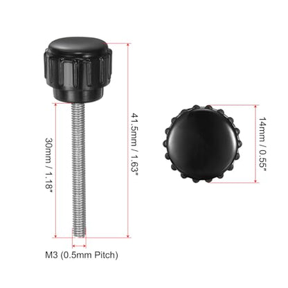 uxcell 8pcs Knurled Clamping Knobs M3 x 30mm Metric Male Thread 14mm Head - size: M3 x 30mm x 14mm