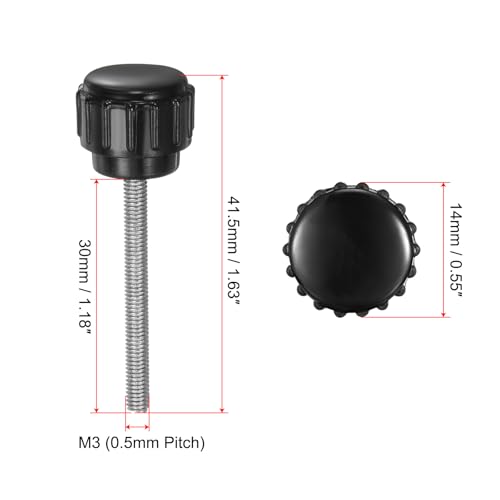 uxcell 8pcs Knurled Clamping Knobs M3 x 30mm Metric Male Thread 14mm Head - size: M3 x 30mm x 14mm