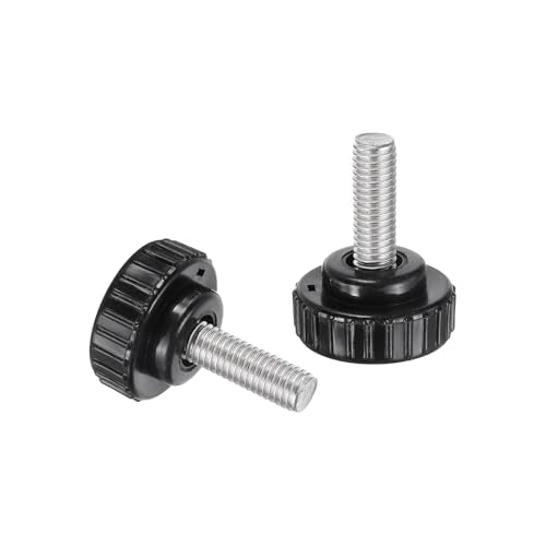 uxcell 2pcs Knurled Clamping Knobs M8 x 25mm Metric 304 Stainless Steel Male Thread Thumb Screw on Type 30mm Plastic Round Head Threaded Hand Bolt Stud Knobs Black - size: M8 x 25mm x 30mm