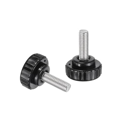 uxcell 2pcs Knurled Clamping Knobs M8 x 25mm Metric 304 Stainless Steel Male Thread Thumb Screw on Type 30mm Plastic Round Head Threaded Hand Bolt Stud Knobs Black - size: M8 x 25mm x 30mm
