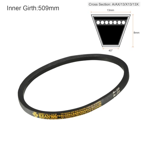 uxcell A20 Drive V-Belts 20" Inner Length 13mm Width 8mm Thick JIS Standard A-Section Rubber Drive Transmission Belt - size: 20"