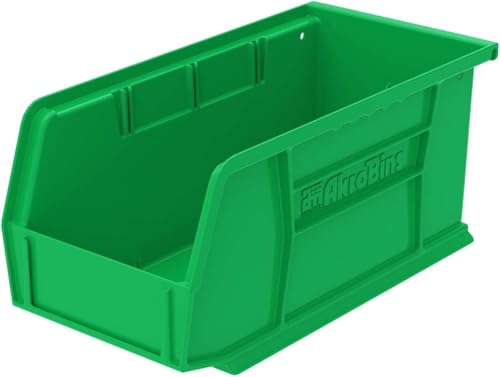 Akro-Mils 30230 AkroBins Plastic Hanging Stackable Storage Organizer Bin, 11-Inch x 5-Inch x 5-Inch, Green, 12-Pack - color: Green