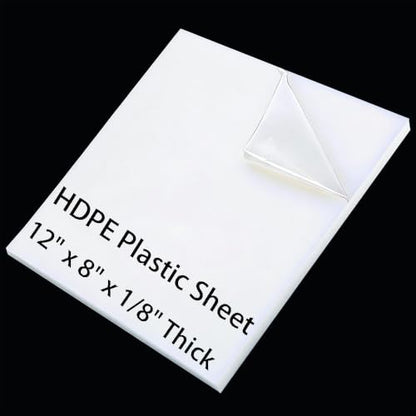 1 Pack White HDPE Plastic Sheet 1/8" Thick - 12" X 8",High Density Polyethylene Sheet for DIY,Fabrication,Waterproof,Durable - color: White, size: 12"x8"x1/8"