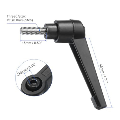 uxcell 4pcs Clamping Lever Handles, M5 x 15mm 304 Stainless Steel Threaded Male Stud, Adjustable Handles Locking Quick Release Ratchet Push Button Bolt Knobs, Black - size: M5 x 15mm