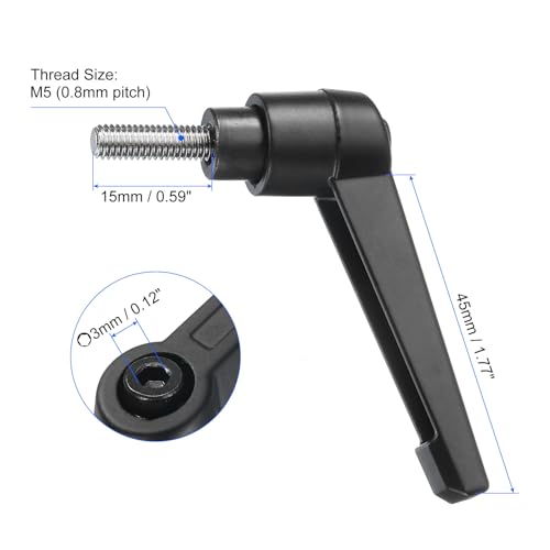 uxcell 4pcs Clamping Lever Handles, M5 x 15mm 304 Stainless Steel Threaded Male Stud, Adjustable Handles Locking Quick Release Ratchet Push Button Bolt Knobs, Black - size: M5 x 15mm