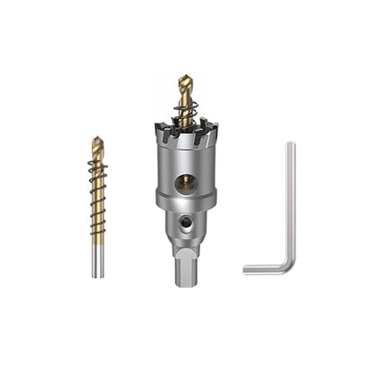 HUHAO TCT Hole Saw Kit 1-3/32"(28mm),Heavy Duty Tungsten Carbide Tipped Hole Drill Bit with Titanium-Plated Pilot Drill bit,Tipped Hole Cutters for Hard Metal,Alloy,Stainless Steel,Plastic,Iron - size: 1-3/32"(28mm)