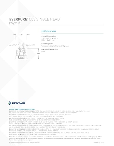 Everpure EV925831 QL3 Water Filter Head Assembly with Shut Off Valve and Bracket