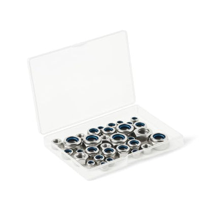 (50 Pack) #8-32 Nylon Insert Locknuts, 304 Stainless Steel 18-8 Nylock Nuts, Coarse Thread, Hex Drive, Bright Finish, for Furniture, Tools, Handle, Repairing Jobs - size: #8-32