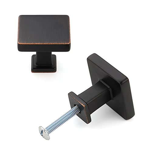 KOOFIZO 10 Pack Oil Rubbed Bronze Cabinet Knobs Square Single Hole Pull K08 - color: Oil Rubbed Bronze, size: Knob 1 - 10Pcs, style: Modern