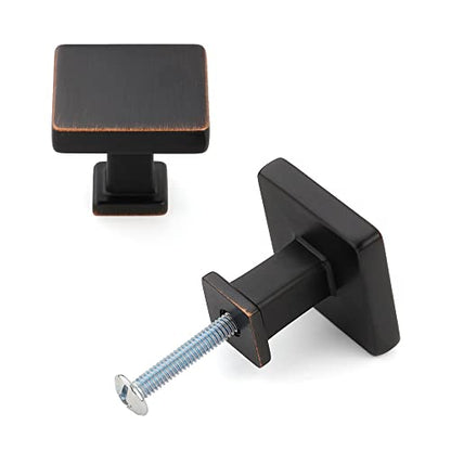 KOOFIZO 30 Pack Oil Rubbed Bronze Cabinet Knobs Square Single Hole Pull K08 - color: Oil Rubbed Bronze, size: Knob 1 - 30Pcs, style: Modern